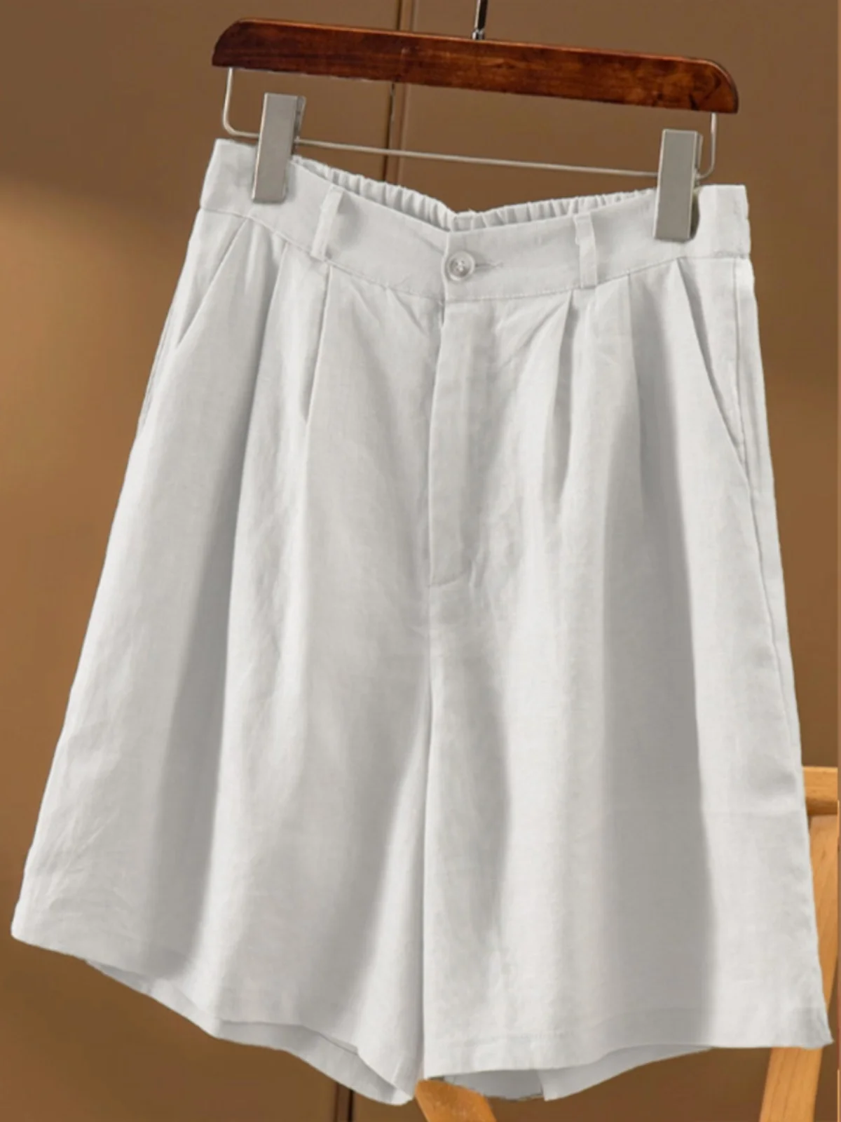 Sommer Dünne Baumwolle Leinen Breite Bein Hosen frauen Casual ort orts Lose Fit Hohe Taille Fünf-Viertel Länge pendeln Sle