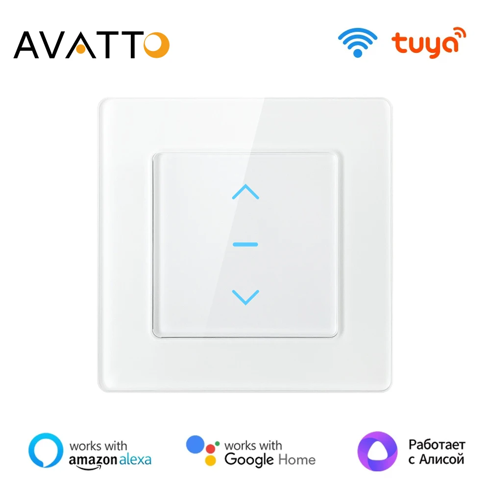 AVATTO Tuya WiFi Smart Curtain Switch Touch Design For Motorized Roller Blinds Shutter Curtains For Alexa,Google Home,Alice