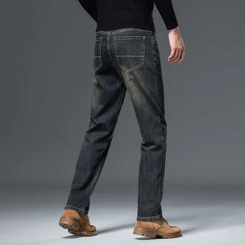 2025 nova primavera moda masculina jeans nostálgico lavado denim calças roupas de marca clássico cabido em linha reta negócios casaul calças