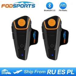 Fodsports BT-S2 Pro motocicleta intercomunicador capacete Bluetooth fone de ouvido impermeável 1000m BT 5.0 interfone com rádio FM, tipo-C carga rápida.