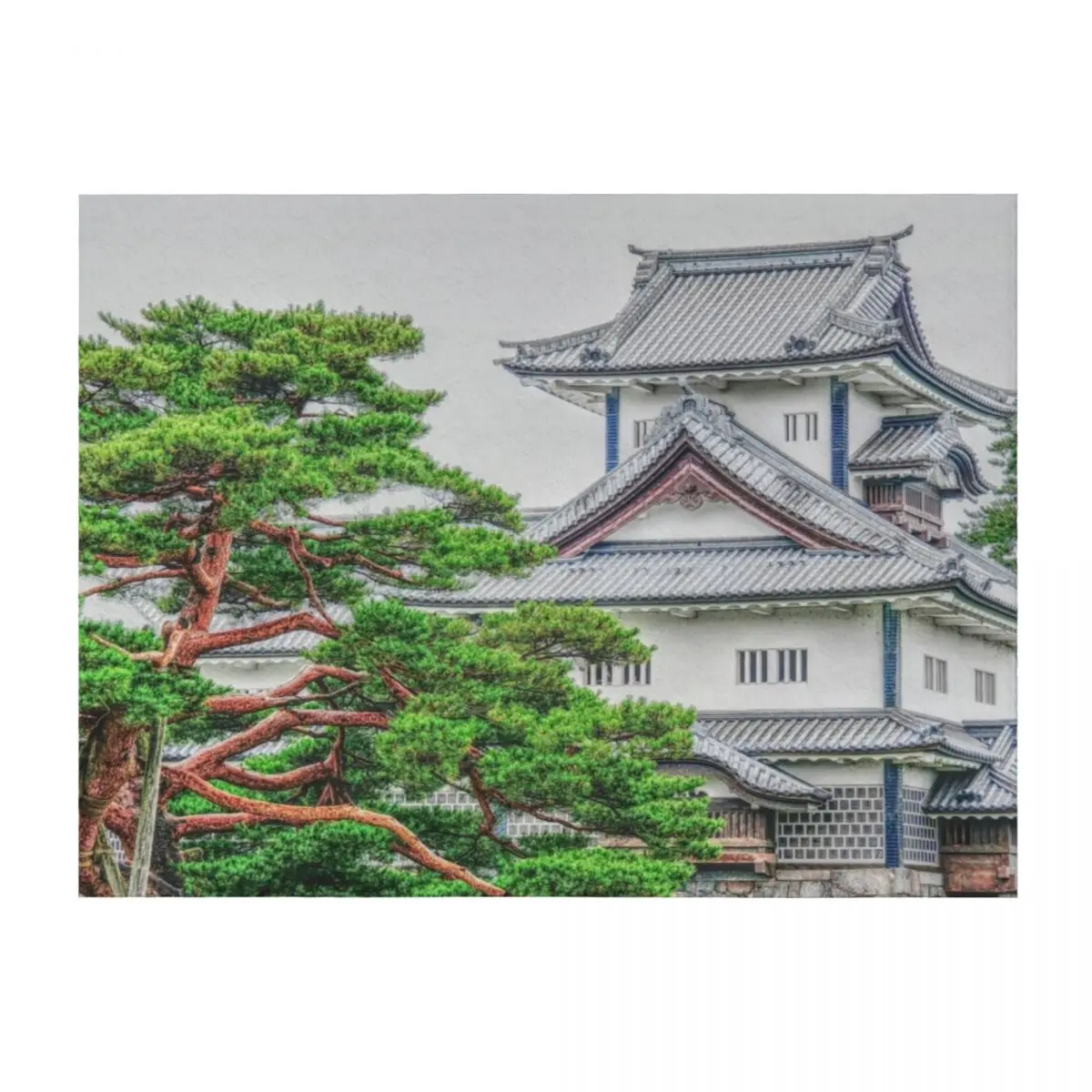 

Замок Kanazawa, японский эскиз цвета, одеяло, роскошные дизайнерские рождественские подарки, туристические одеяла для сна