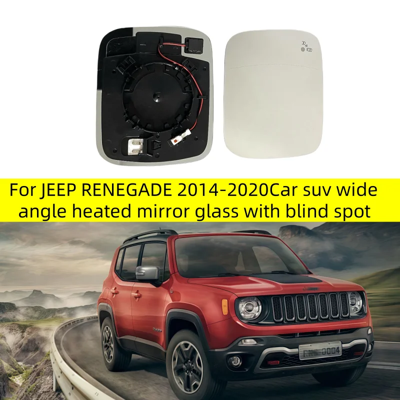 Car SUV Wide Angle Heated Mirror Glass with Blind Spot Warning LED Light for JEEP RENEGADE 2014 2015 2016 2017 2018 2019 2020