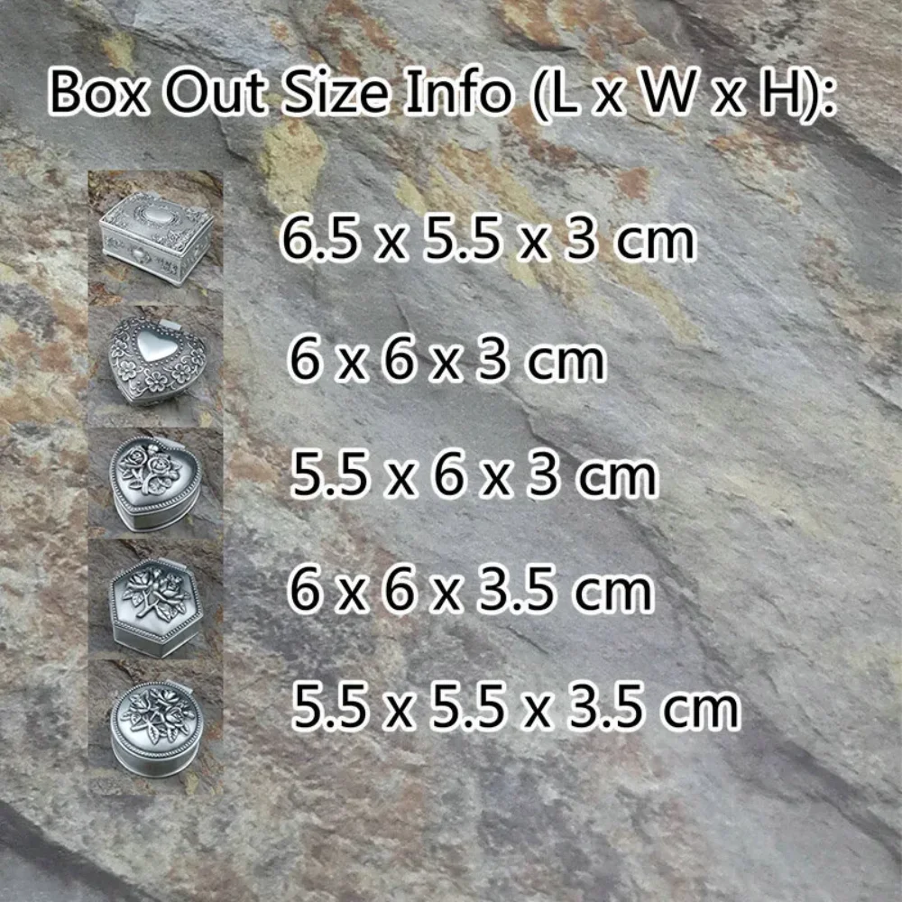 Kirsite 레트로 금속 보석 상자, 실버 홈 장식, 빈티지 꽃 조각 상자, 신제품