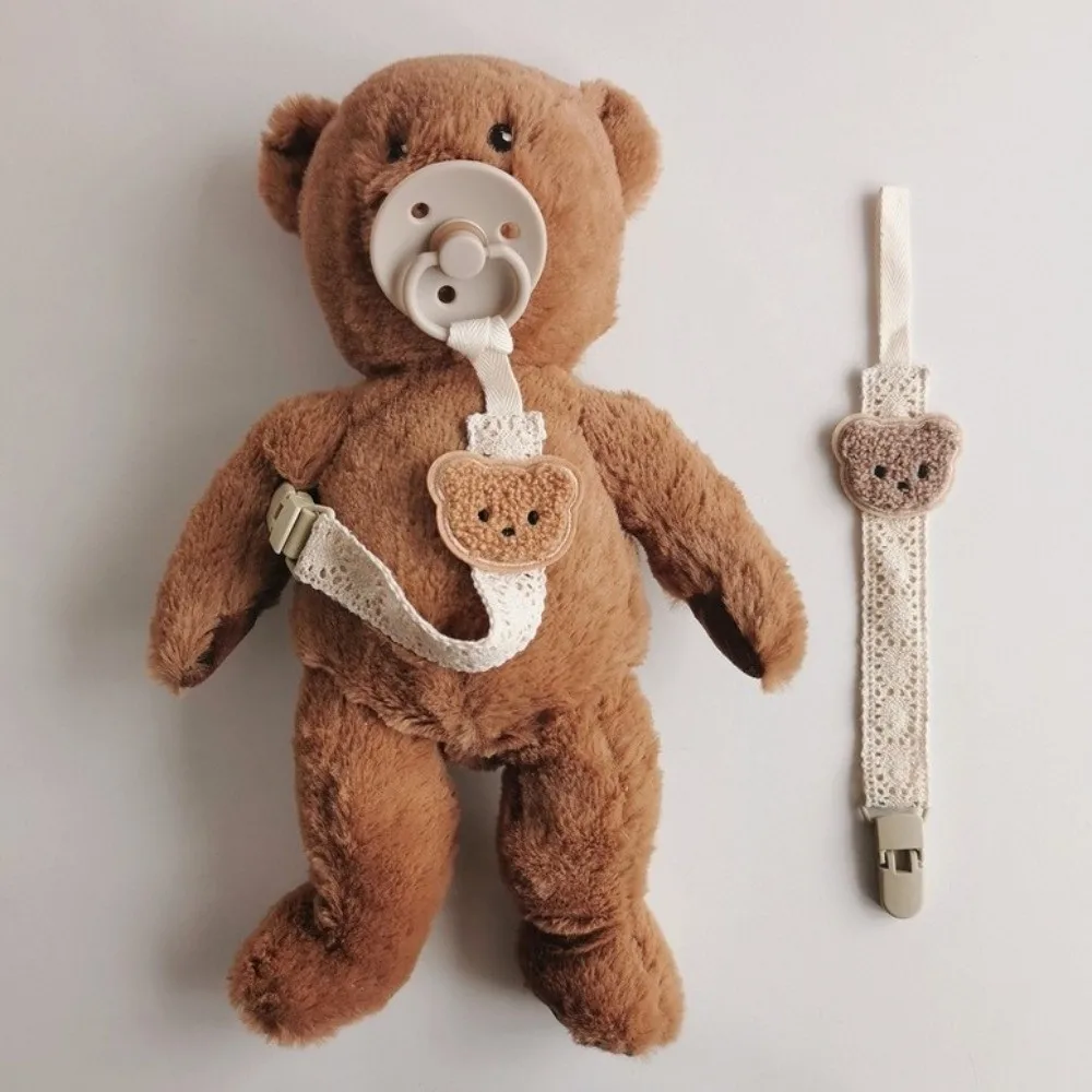 

Cartoon Cute Bear Pacifier Chain Portable Hanging Fabric Rope Dummy Nipple Clip Soother Accessory Plastic