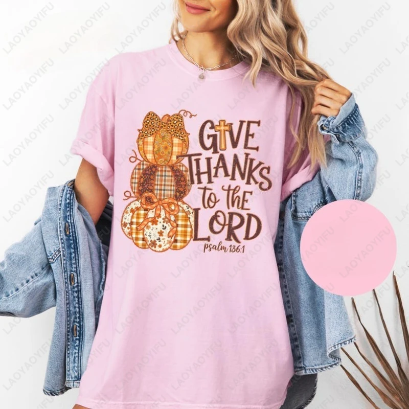 كريستيان يسوع الصليب الخريف تعطي شكرا الرب القمم شاكرين ممتن ليوبارد اليقطين الموسم القطن التي شيرت الرجال النساء الإيمان تيز