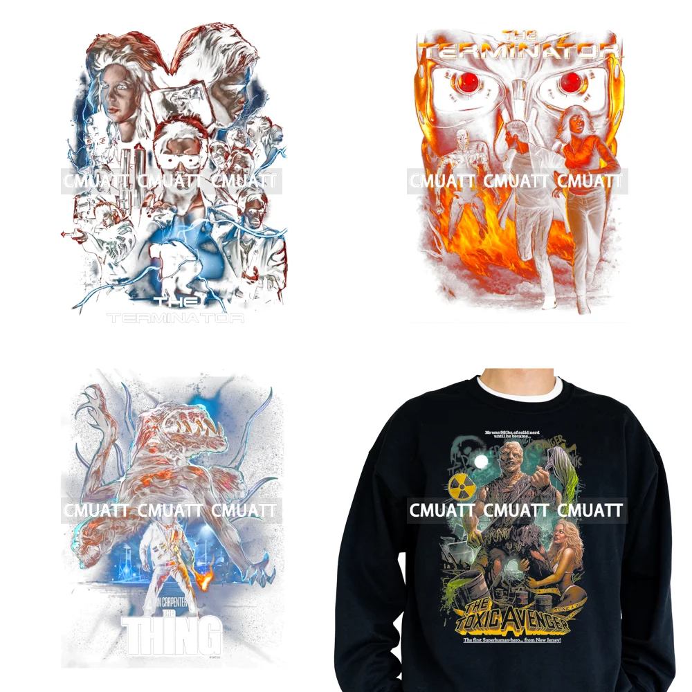 

Trendy Halftone Horror Movie Character Halloween Season Iron on DTF Washable Transfers Stickers Ready to Press for T-shirts