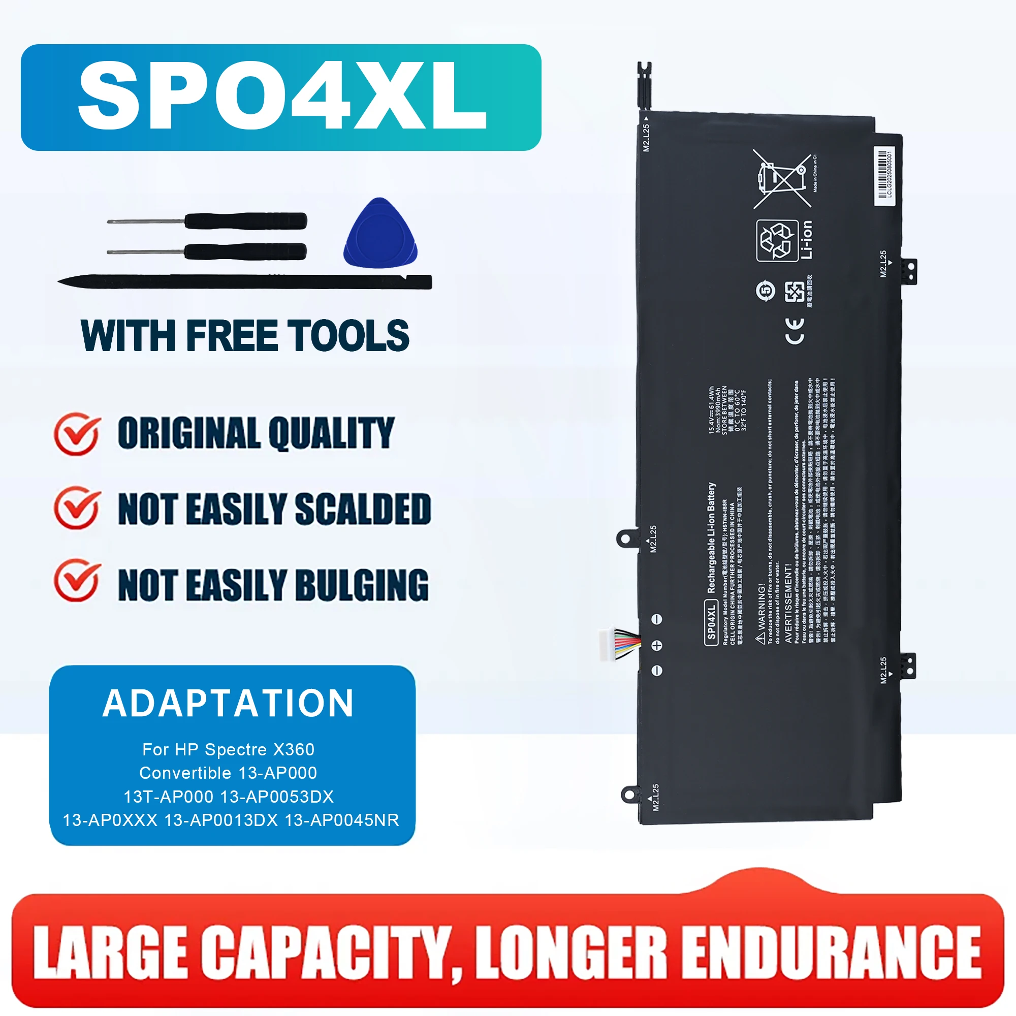 New Original SP04XL 15.4V 61.4Wh Laptop Battery for HP Spectre X360 13-AP0001TU 13-AP0050TU HSTNN-OB1B L28764-005 Etc.