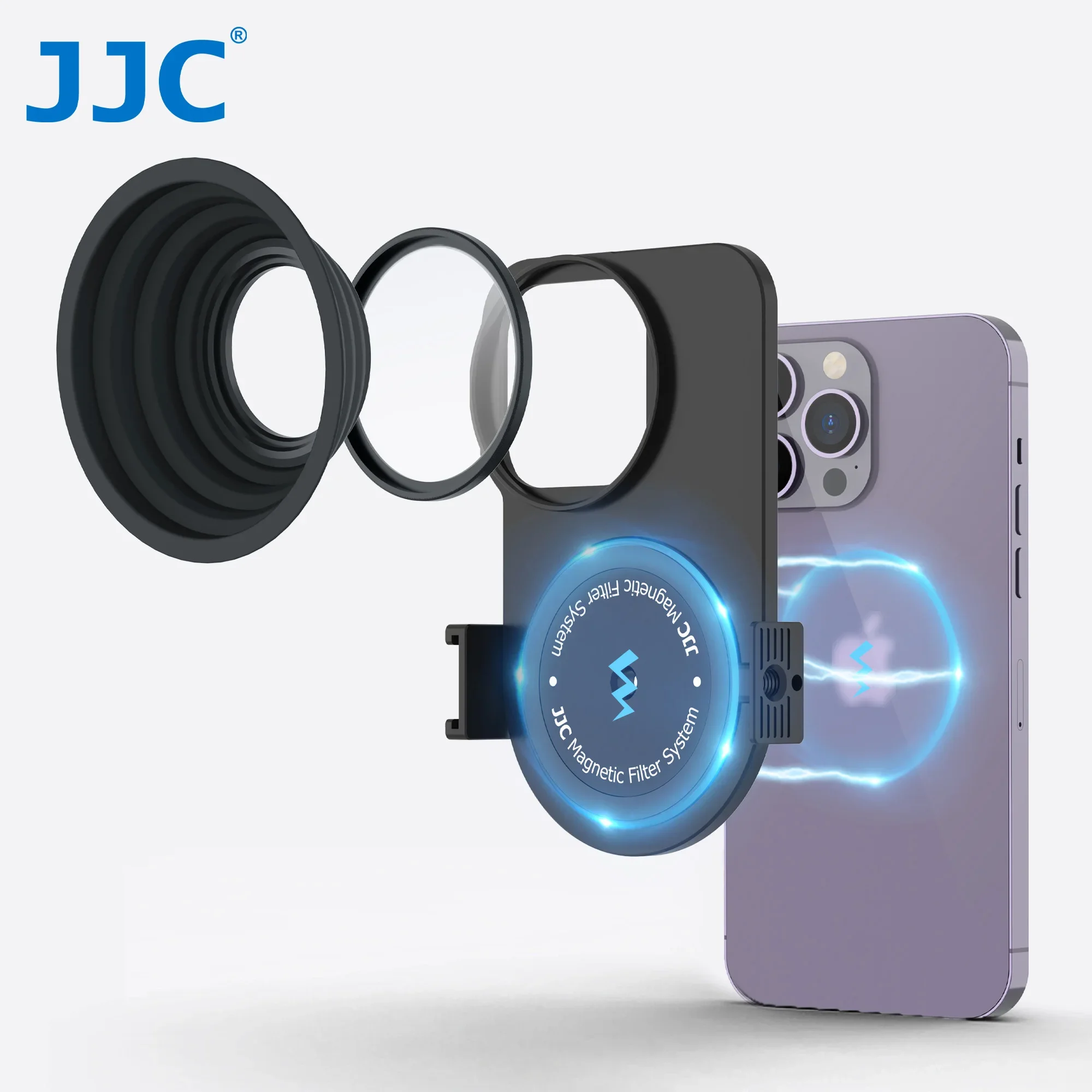 JJC 49mm Magnetic Lens Filter Mount Adapter for iPhone 15 Pro Max 14 Pro Max 13 Pro Max Filter Base with Cold Shoe Mounts