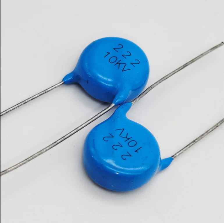 20PCS High frequency blue ceramic chip capacitor 10KV 222K2200pF  high-voltage power supply ceramic dielectric capacitor