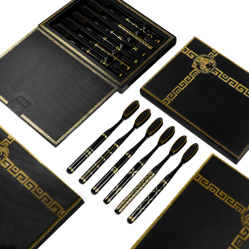 A box of 6 pieces of luxury toothbrushes with soft bristles for home use; a couple's adult light luxury soft bristle gingival pr