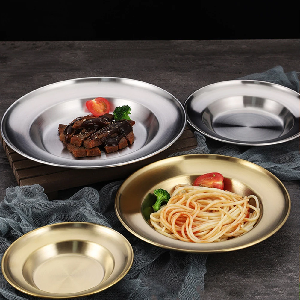 

Stainless Steel Dish Plate for Serving Dessert Plates Dinner Snack Food Tray Reusable Jewelry