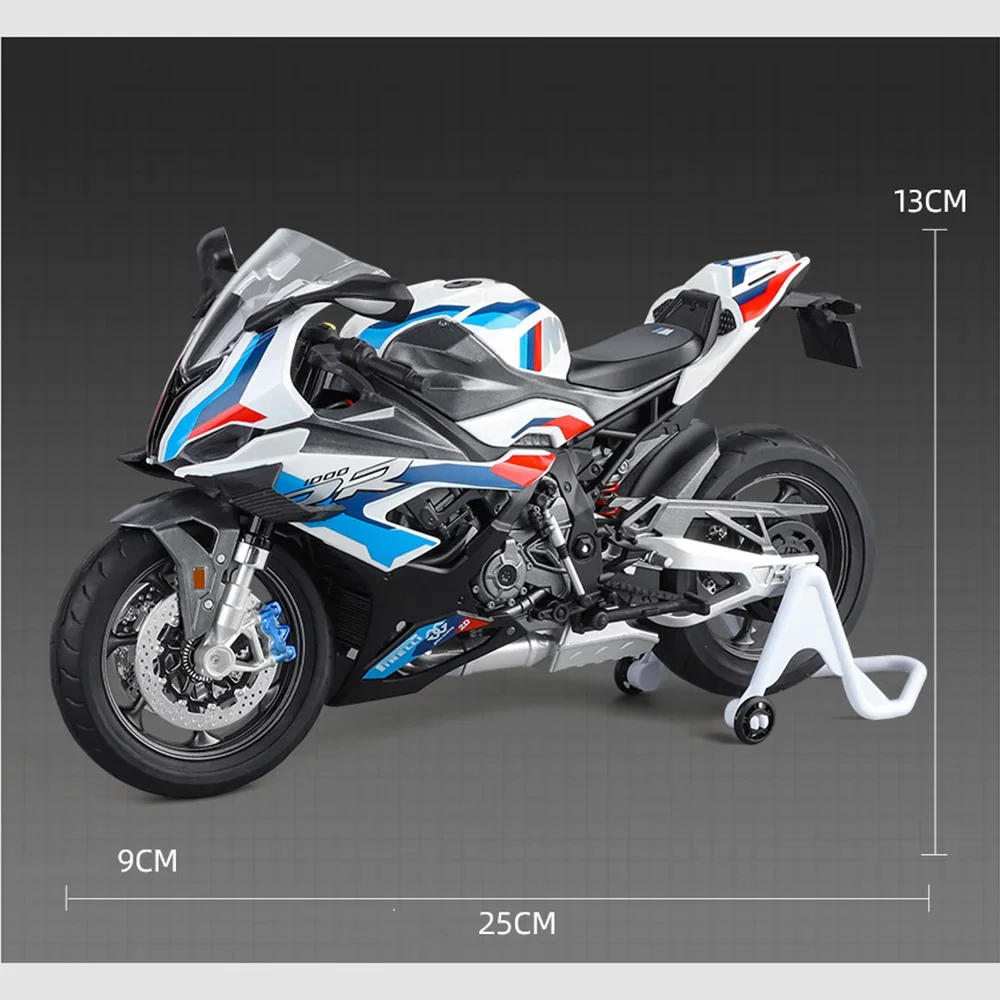 1:9 BMW RR1000 Motorcycles Alloy Diecast Toys Cars Models Miniature Motorcycle with Sound Light Toy Kids Festival Gifts