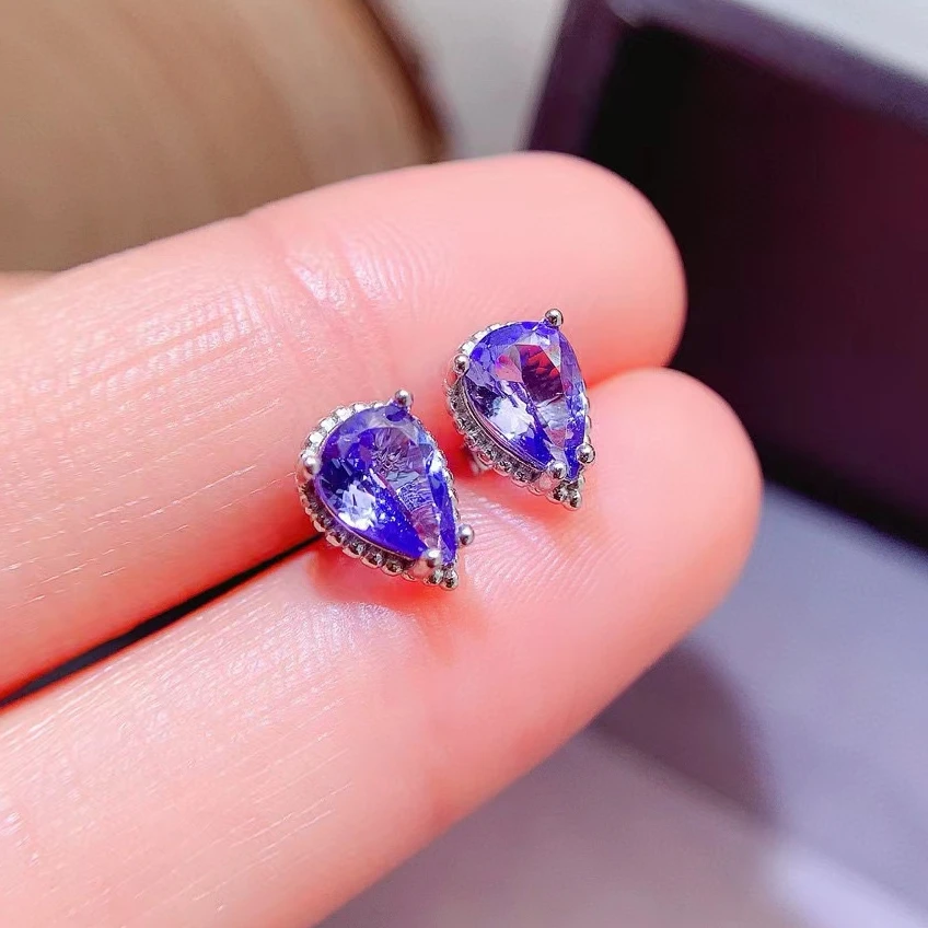 

Allergy Free Stud Earrings for Daily Wear 5mm*7mm Total 1ct Natural Tanzanite Earrings Gold Plated 925 Silver Tanzanite Jewelry