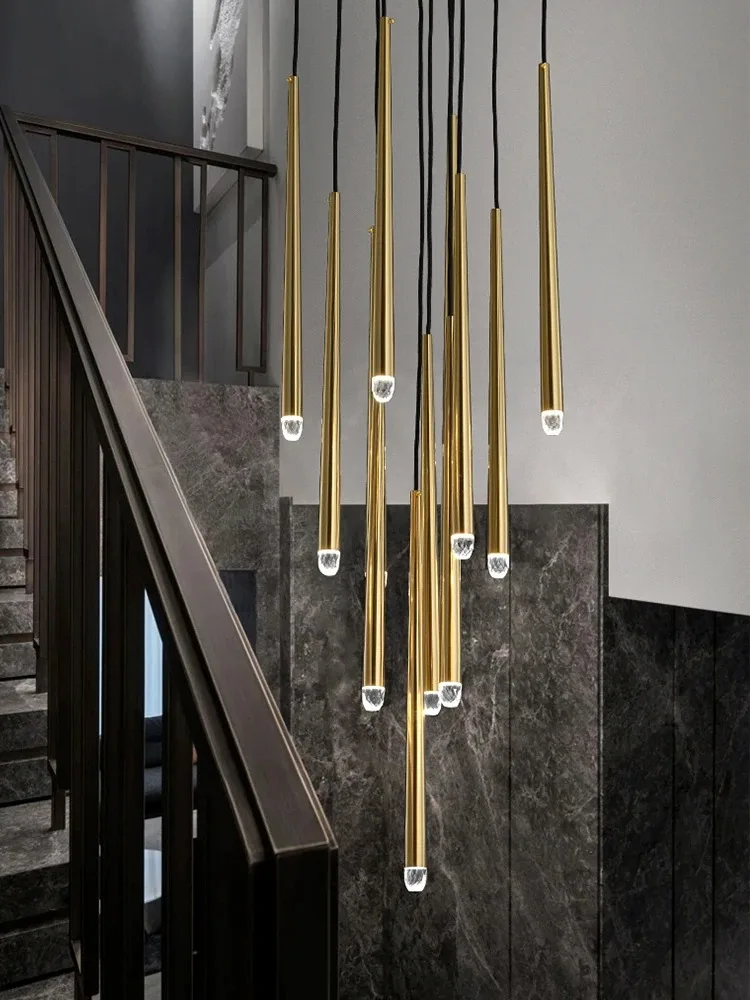 Imagem -05 - Nordic Staircase Pendant Light Led Moderno Iluminação da Sala de Estar Sala de Jantar Villa Cônica Aluminum Light Long Villa