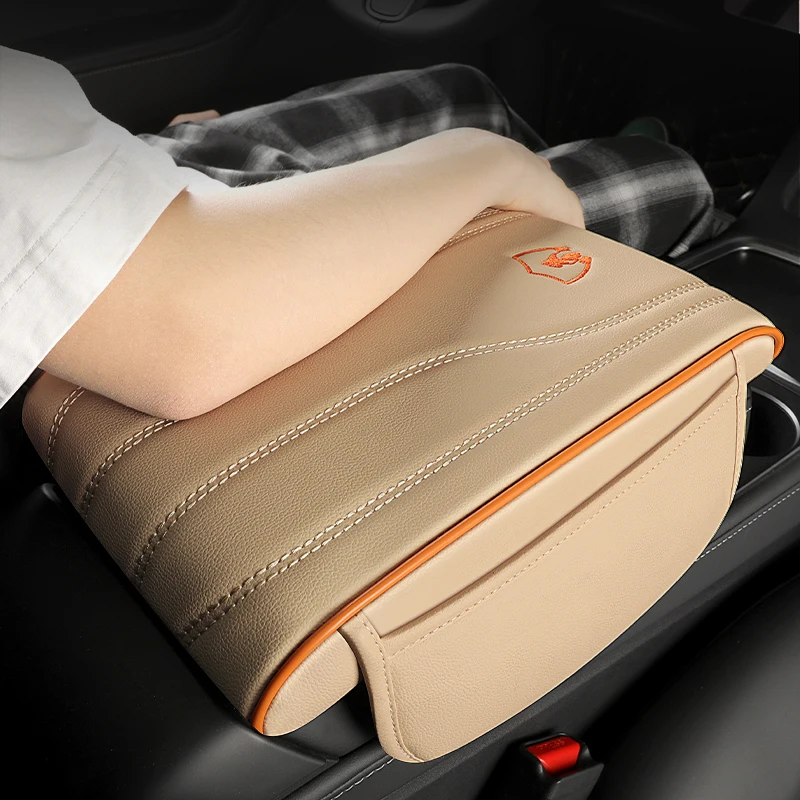 Universal Nappa Leather Armrest Cover, Braço Central Do Carro, Armazenamento Lateral, Espuma De Memória, Tapete De Almofada, Acessórios Do Carro