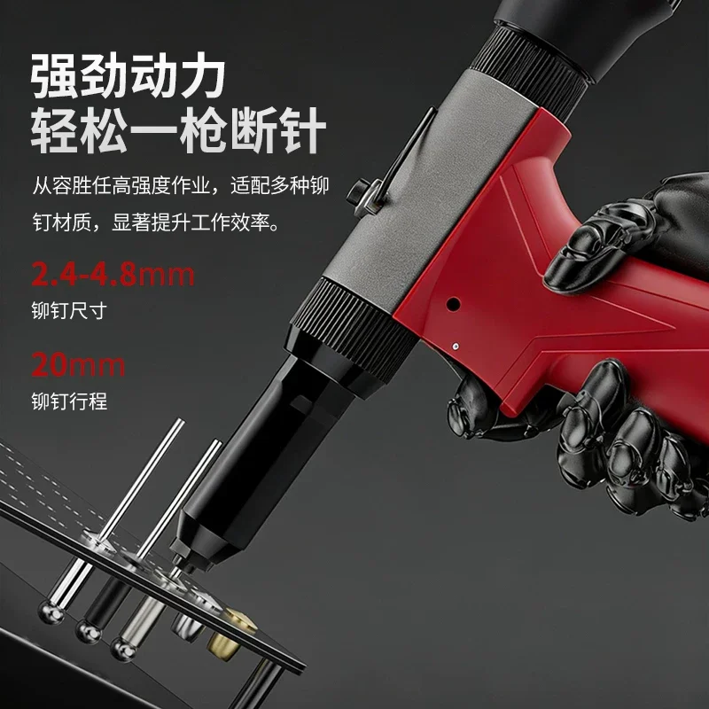 Ruiyi R-4190 Pneumatic Rivet Gun, Industrial-Grade Self-Priming Stainless Steel Blind Rivet Gun