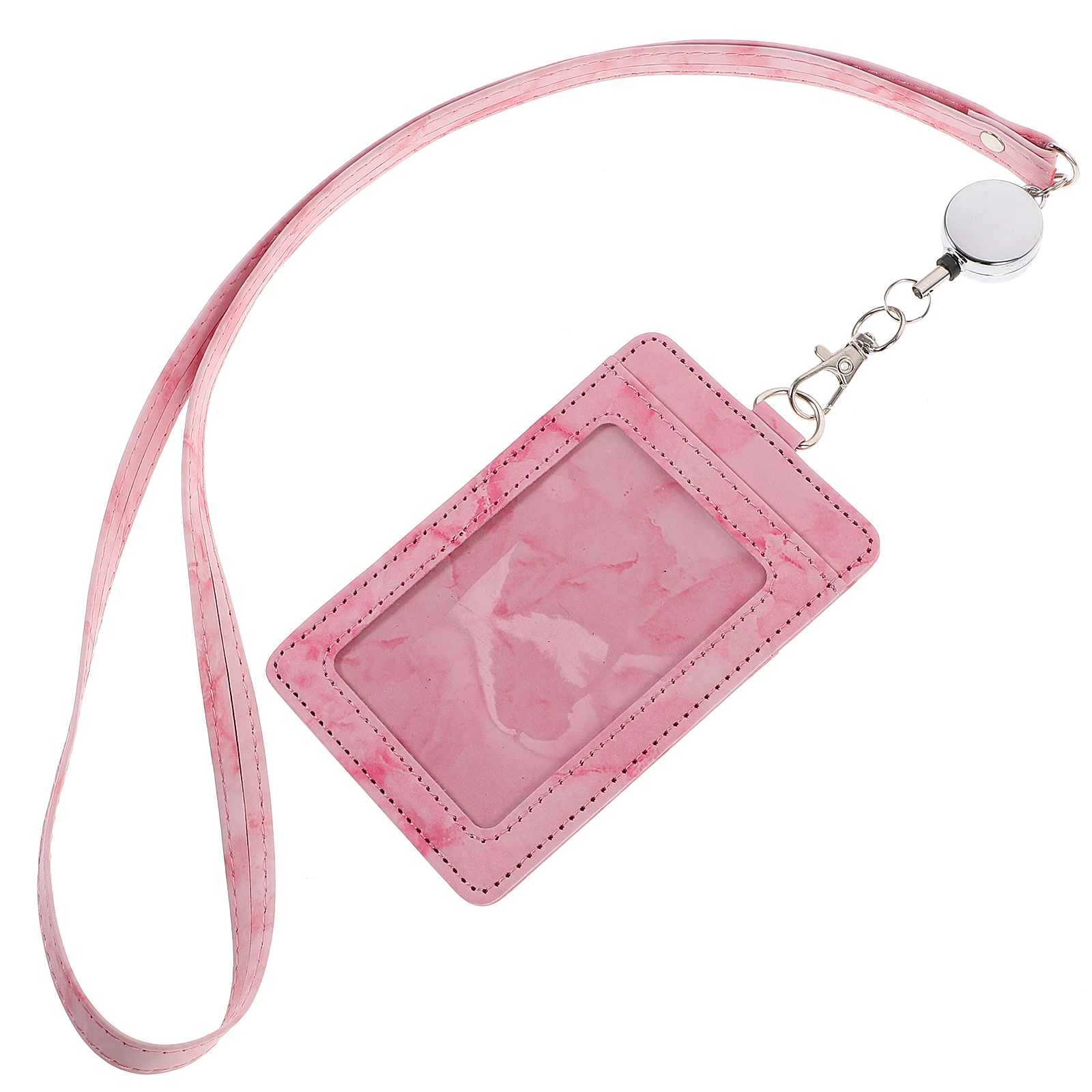 

Marble Pattern Card Case Id Holder Anti-scratch Pu Alloy Lightweight Work Pass Badge Reel Student School Campus Desk