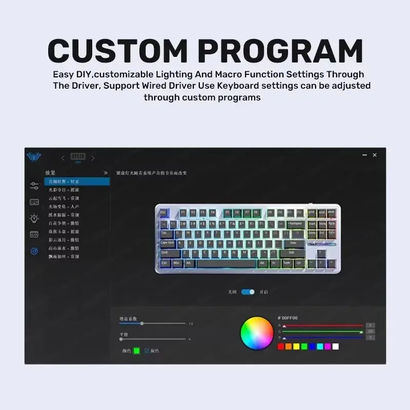 لوحة مفاتيح ميكانيكية AULA F87 Pro مخصصة للألعاب + نوع RGB 2.4g/Usb/Bluetooth حشية لاسلكية ثلاثية الوضع 87 مفتاحًا قابلة للتوصيل