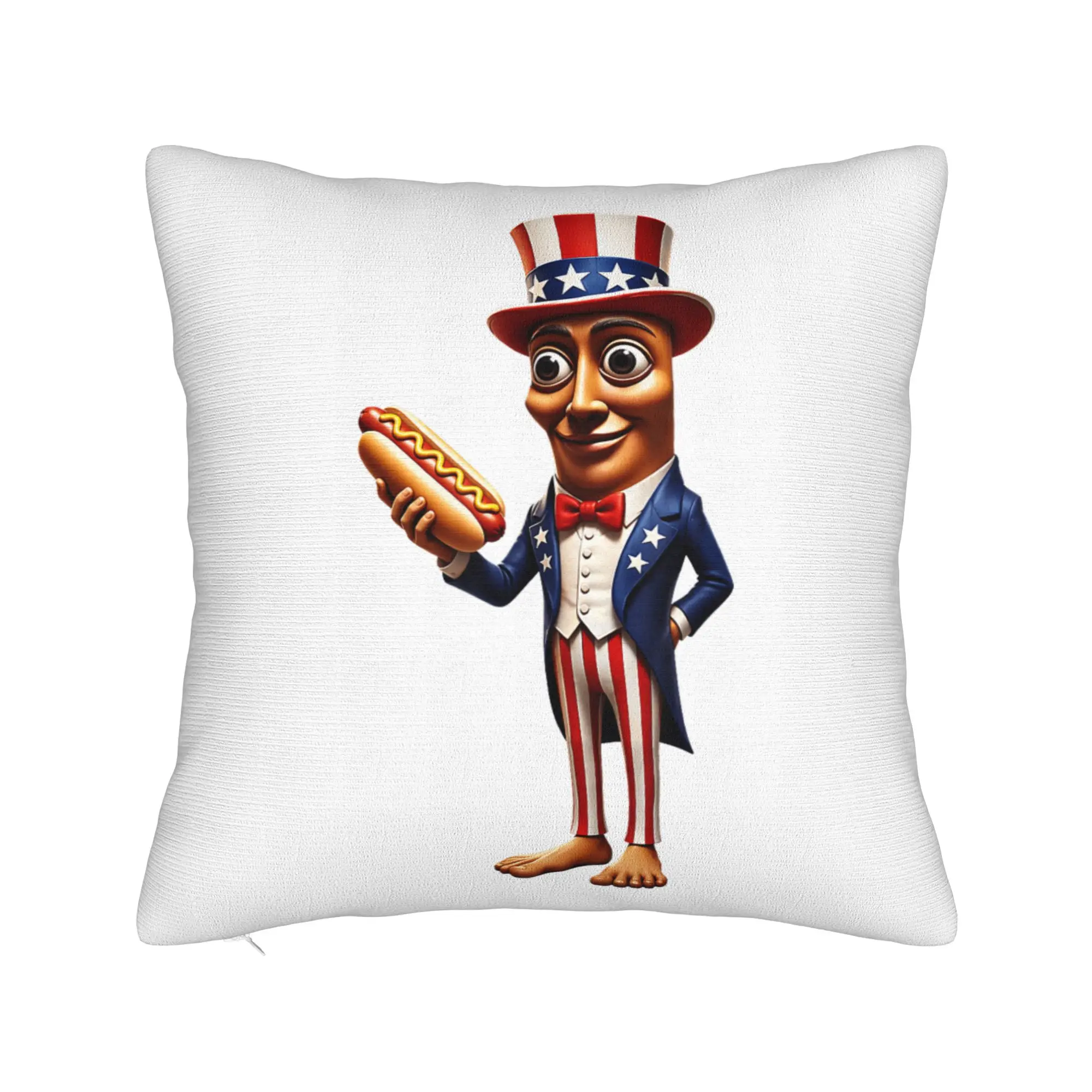 Independence Day Tung Tung Tung Sahur Hot Dog Pillowcase Printed Cushion Cover Decoration  Throw Pillow Case Cover Home Zippered