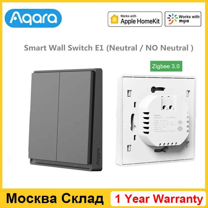 Aqara Smart Wall Switch E1 ZigBee 3.0 Smart Home Wireless Key Light Switch Fire Wire With NO Neutral For Xiaomi Mi Home homekit