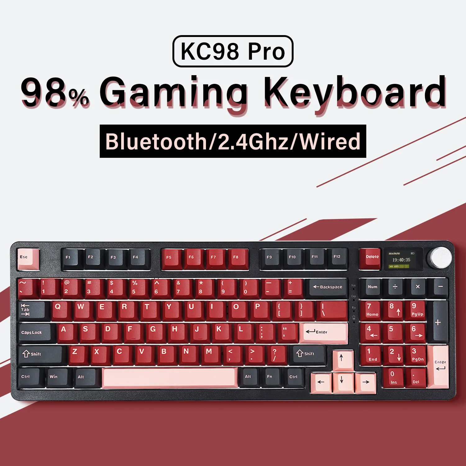 MATHEW TECH MK75 Pro RGB механическая клавиатура с дисплеем BT5.0/2,4G/USB 82 клавиши Горячая переключение беспроводной с регулятором громкости