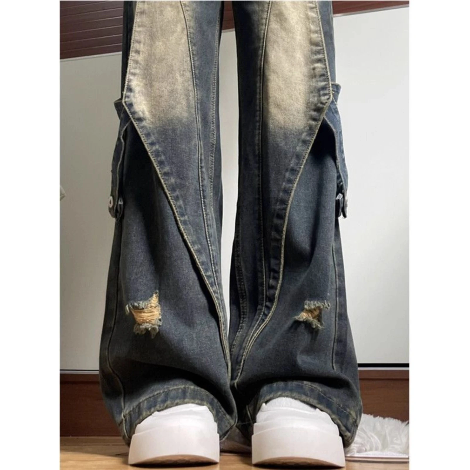 

Джинсы больших размеров в американском ретро-стиле, широкие, прямые, свободные, осенне-зимние, новые, модные, трендовые, длинные брюки