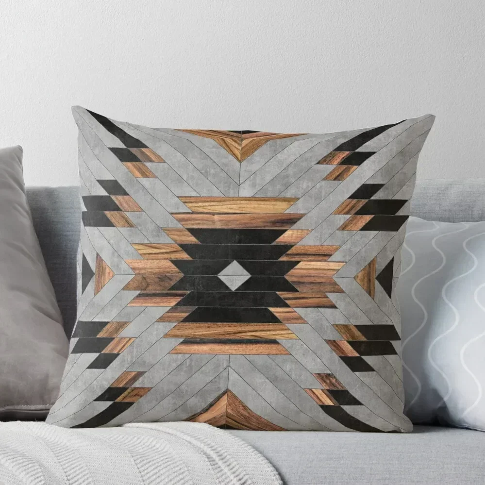 Urban Tribal Pattern No.6 - Aztec - Concrete and Wood Throw Pillow Decorative Cushion Decorative Cushions For Living Room pillow