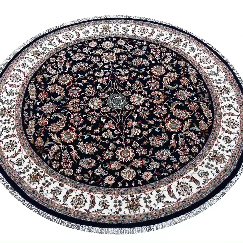 

Черный круглый нескользящий и моющийся для гостиной и столовой