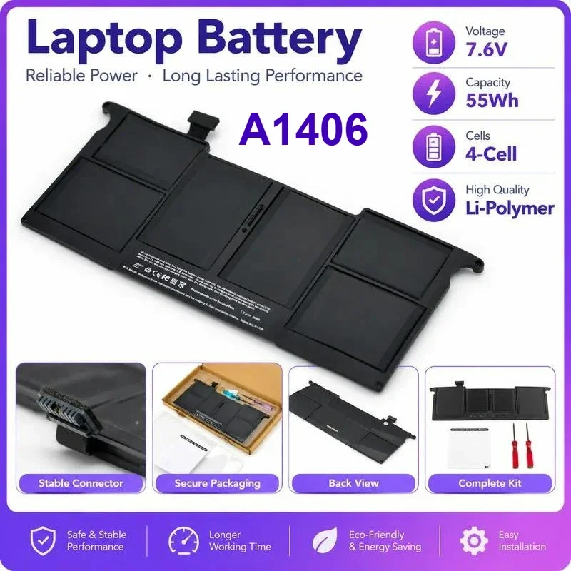 [NEW] A1406 7.3V 35Wh for MacBook Air 11 Inch A1370 2011 Lithium Polymer Laptop Battery