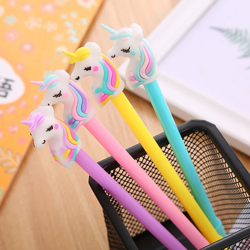 4/8/12pcs Cute Cartoon Gel Pen Unicorn Birthday Gift School Prizes Award Student Gift Pen Stationery Giveaways Gift Bag Fillers