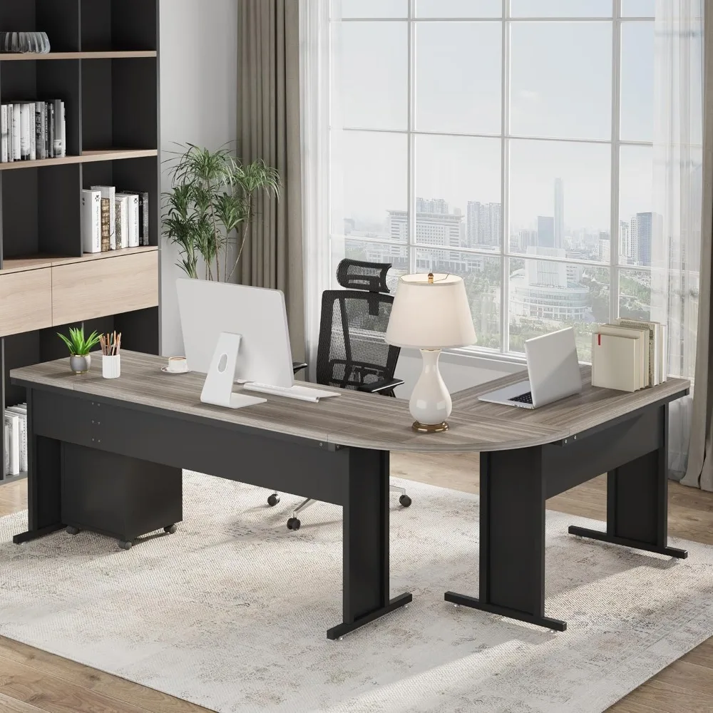 

83"L-Shaped Executive Desk, Reversible Modern Office Desk with Drawers & Rolling File Cabinet, Large Corner Computer