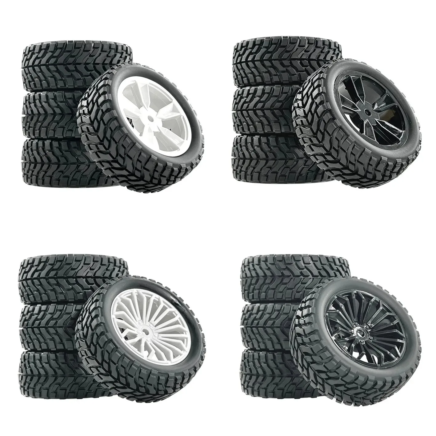 4Pcs 76x31mm Large Rally Tires 1/10 Wide Off-Road Rubber Tyres for HPI WR8 HSP 94177 H9804 RC Car