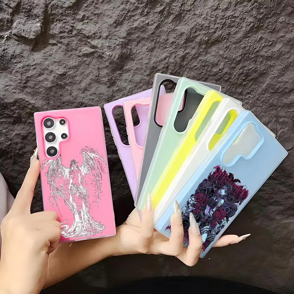 Phone Case Soft TPU Clear Case For Samsung S22-S26, 2-in-1 Detachable Multi-Color Card Holder Dark Gothic Sketch Angle