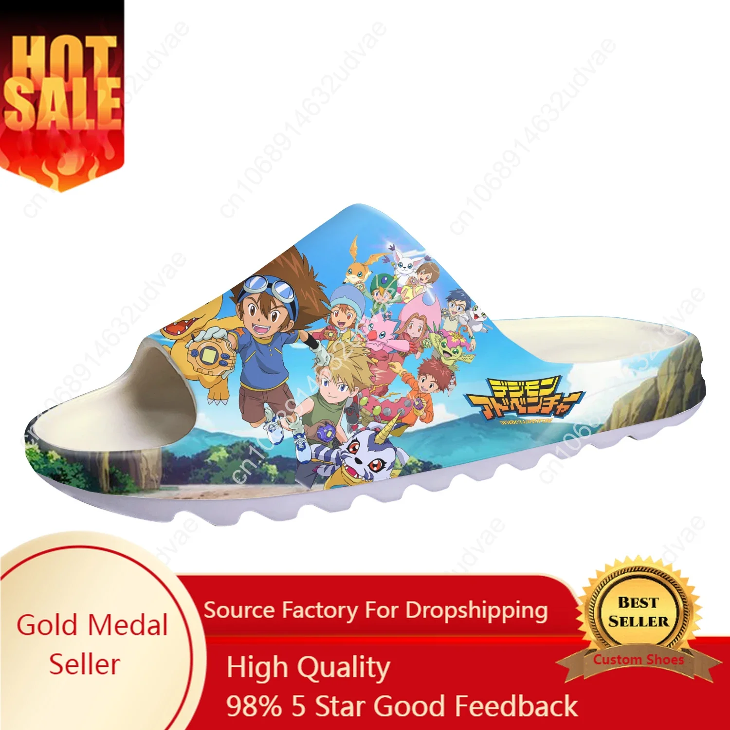 Digimon Adventure Cartoon Anime Soft Sole Sllipers Home Clogs Customized Water Shoes Men Women Teenager Step on Shit Sandals