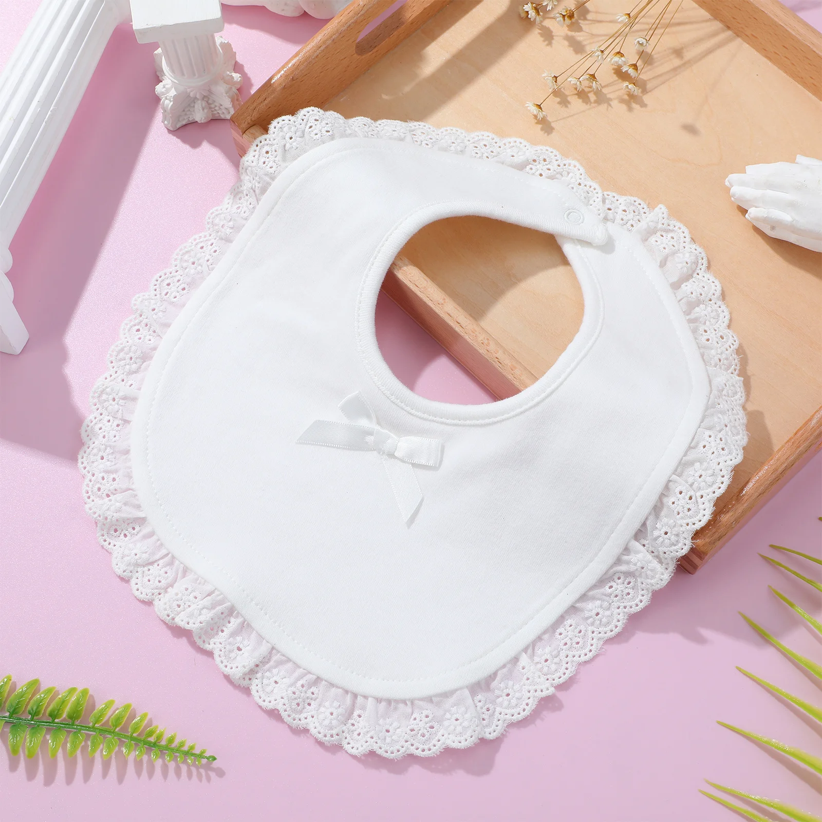 

2Pcs Princess Lace Baby Bib Natural Cotton Drool Bibs for Newborn Babies Feeding Time Saliva Protection Scarf Reusable Washable
