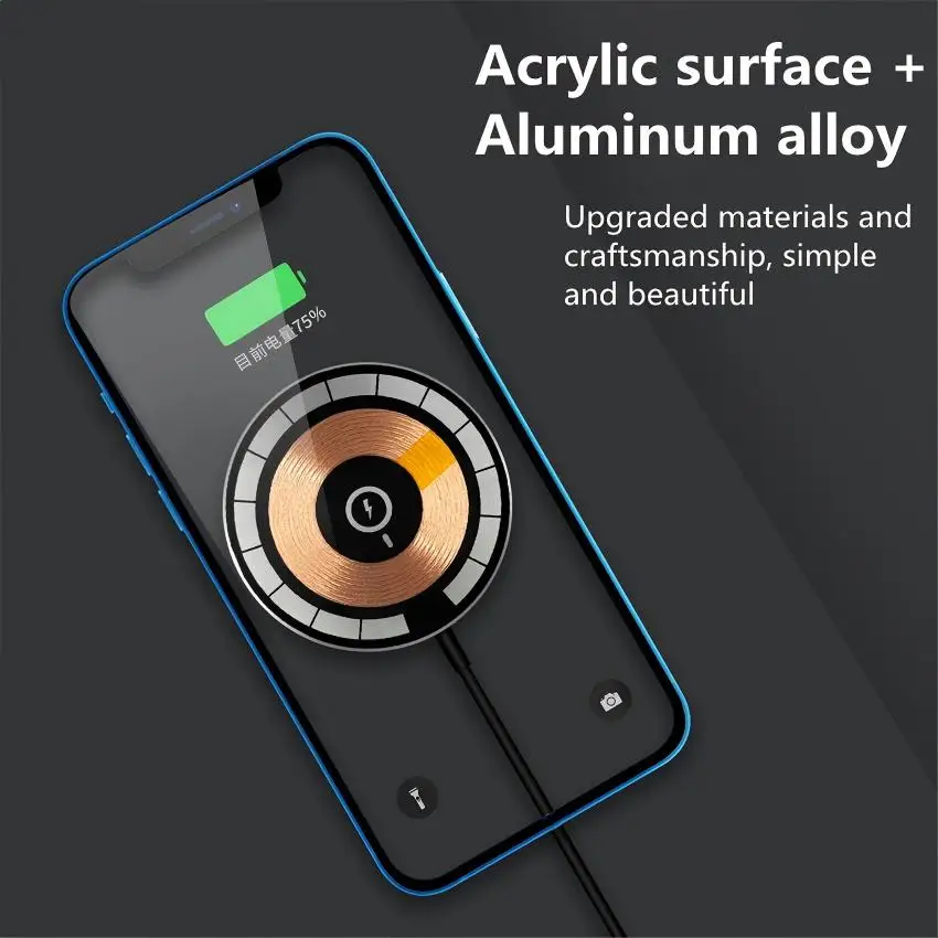 

Magnetic Wireless Charging 15W Mobile Phone Fast Charging Wireless Ultra-thin Alloy With TypeC Cable MagSafe Wireless Charging