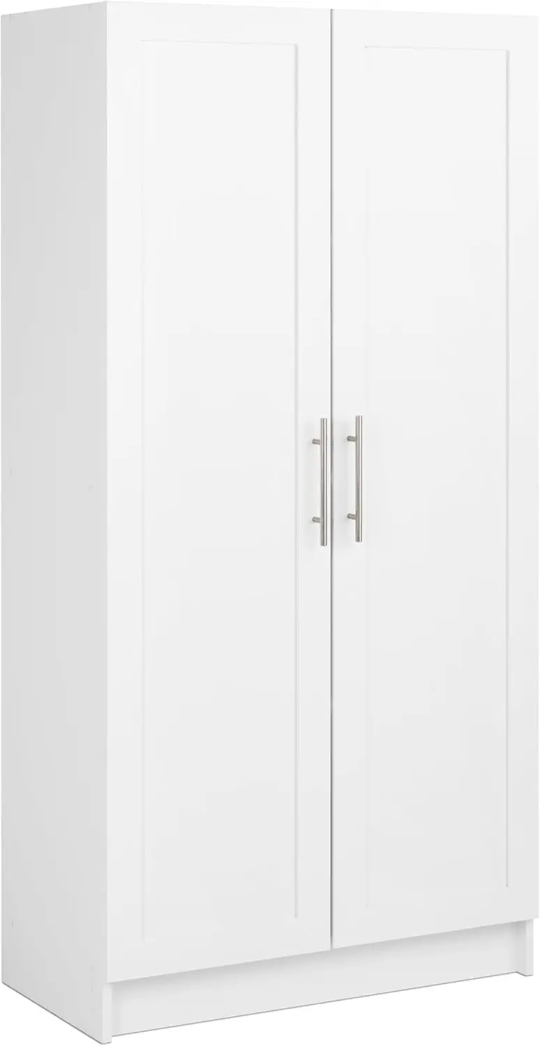 Storage Accent Cabinet with Panel Doors, White Storage Cabinet, Bathroom Cabinet, Pantry Cabinet with 3 Shelves 16.