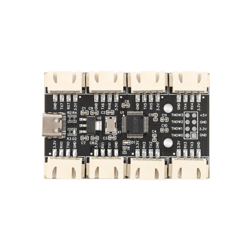 USB to 8-way Channels TTL Serial Port Module CH348 Multi-channel UART Expansion Board TypeC to 8 TTL HUBs PCB YR-6008