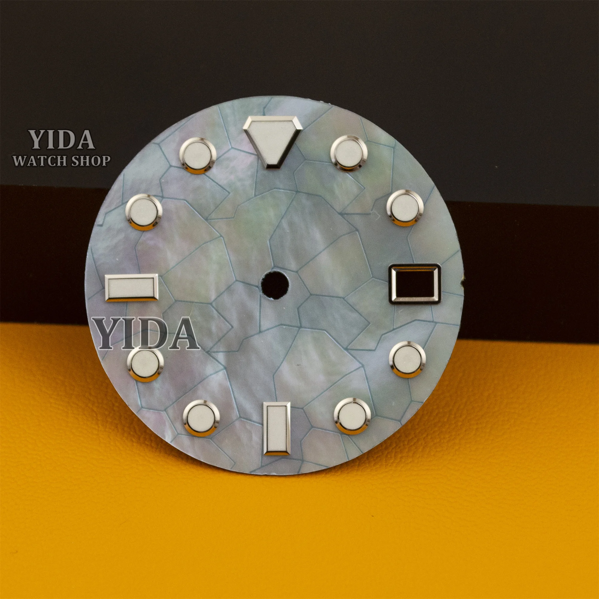 Mostrador de relógio nh35 28.5mm, mostrador verde luminoso modificado para datejust/sub gmt nh35 nh36, movimentos automáticos, acessórios de relógio modificados