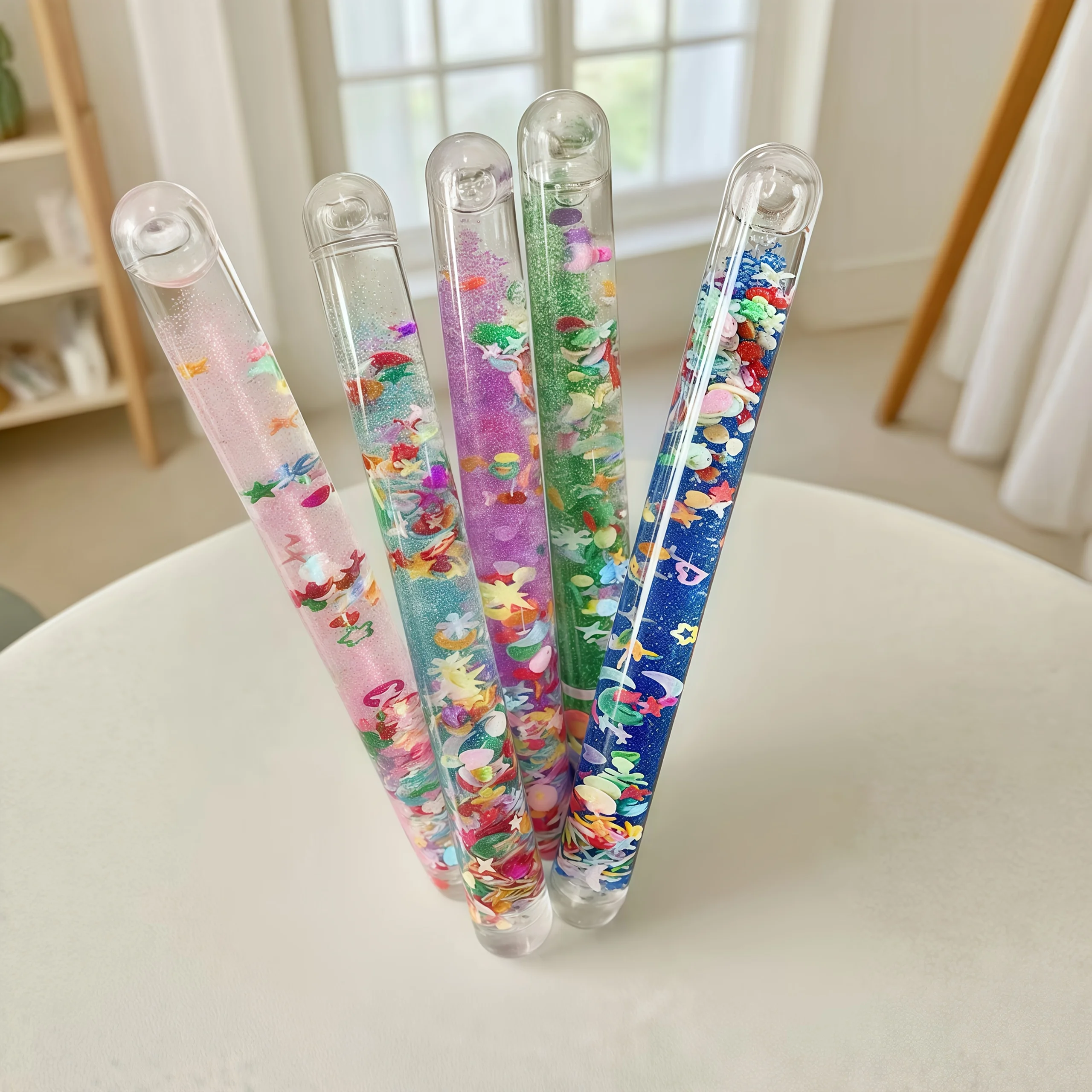 1pc Novelty Liquid Motion Timer Stick, Colorful Flow Stress Reliever, Sensory Fidget Toy Visual Stimulation Magic Stick