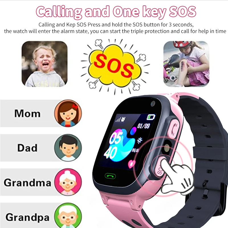 2024 Kids Watches Call Kids Smart Watch for Children GPS SOS Waterproof Smartwatch Clock SIM Card Location Tracker Child Watch