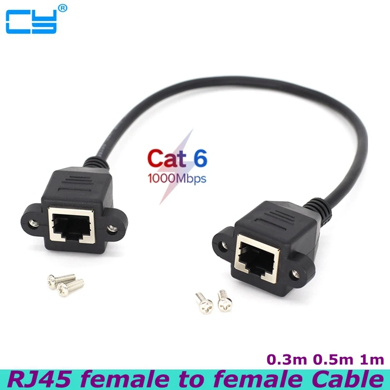 CAT5 CAT6 RJ45 female to female UTP network interface extension cable screw holes can be fixed to the panel double female