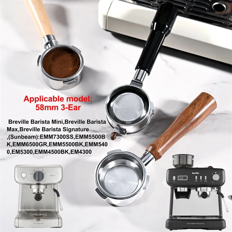 Suporte de filtro portátil nu com 3 orelhas, 58mm, sem fundo, para sunbeam mini barista/barista max/barista plus, máquina de café expresso