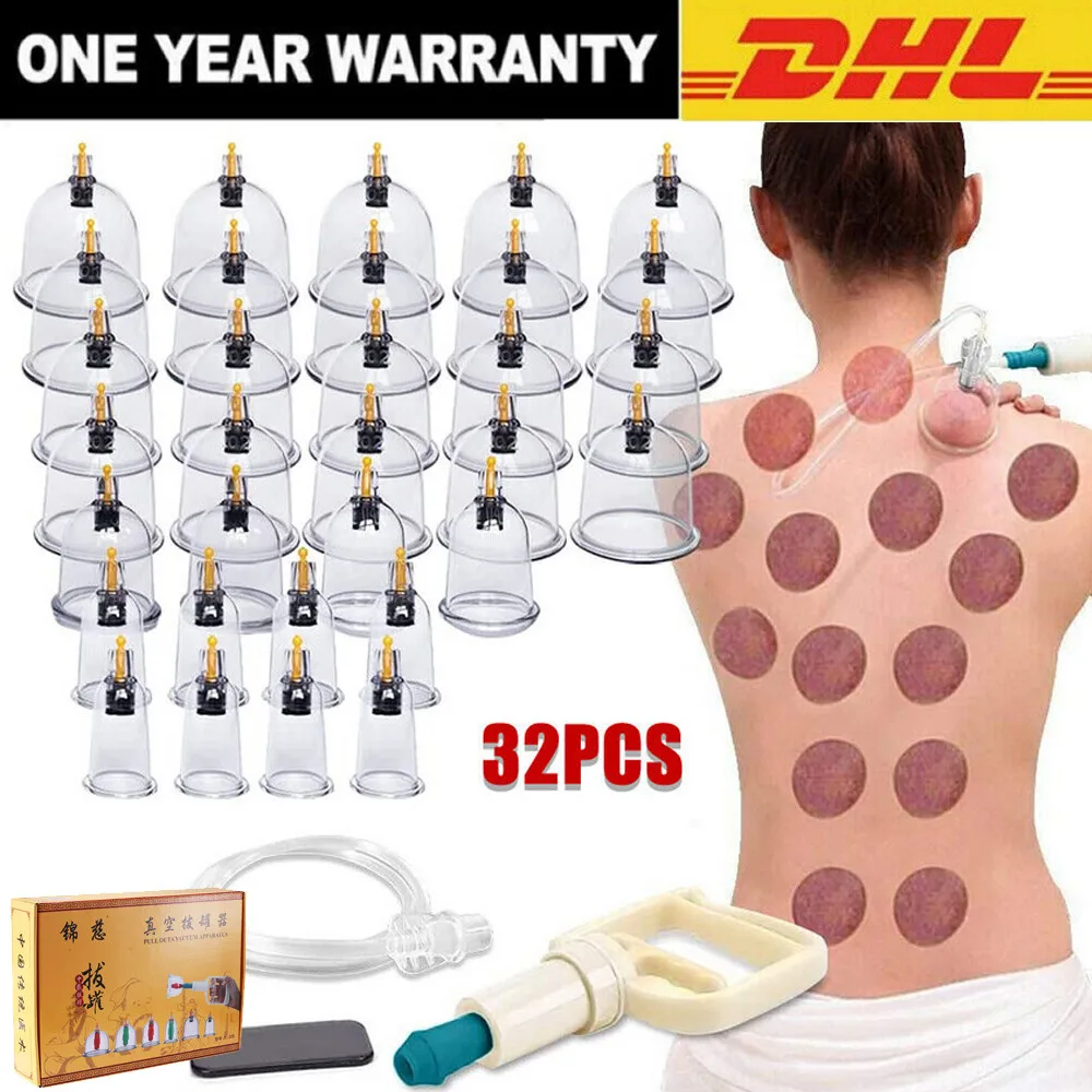 32-teiliges Schröpftherapie-Set, chinesische Medizin, Physiotherapie, Vakuum-Schröpfköpfe, professionelles Schröpfgerät, Saugnapf-Massagegerät