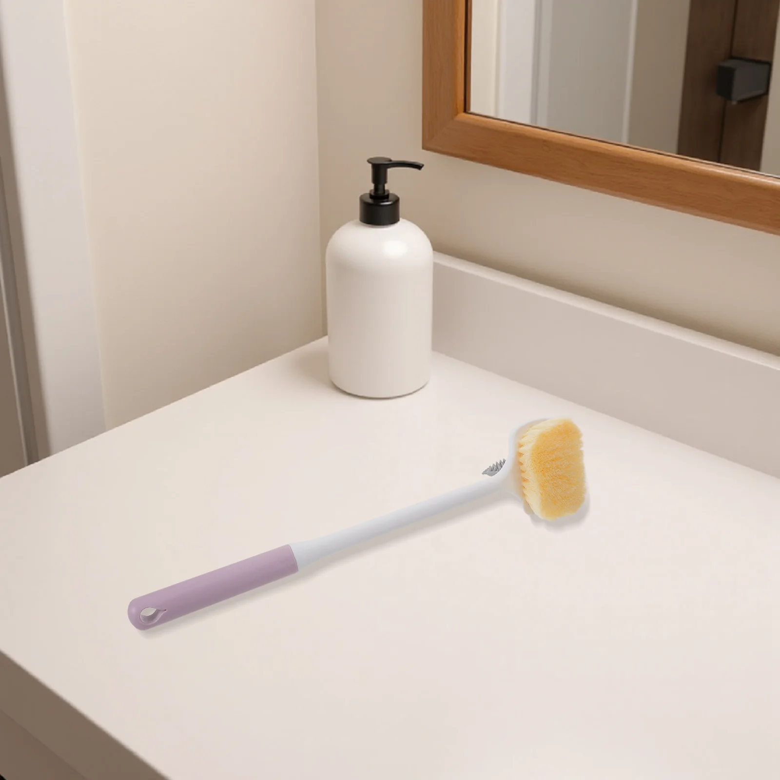 مقبض طويل فرشاة تنظيف القدم الأرجواني المزدوج الوجهين شعيرات ناعمة التقشير دش الغسيل للأقدام المسنين فرشاة الجسم #1