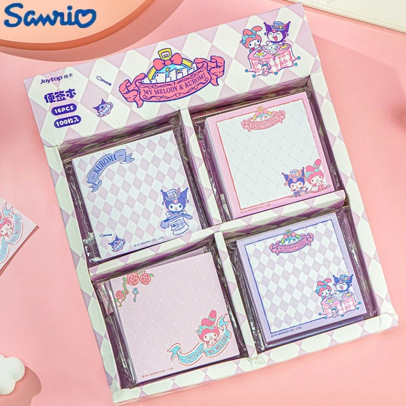 

16pcs Sanrio Kuromi My Melody Sticky Notes Cartoon Cute Notes Notebook High-Value Sticky Notes Student Stationery Wholesale