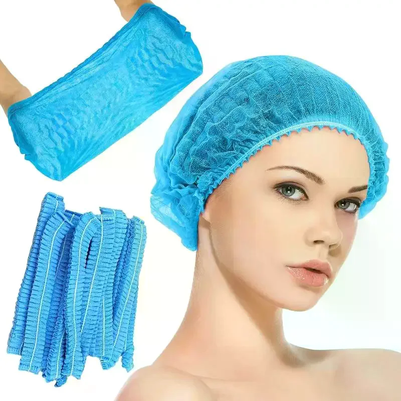 100 PCS Disposable Non Woven Bouffant Caps Breathable Anti Hair Shedding For Restaurants Cafes Kitchens Food Service Workplaces