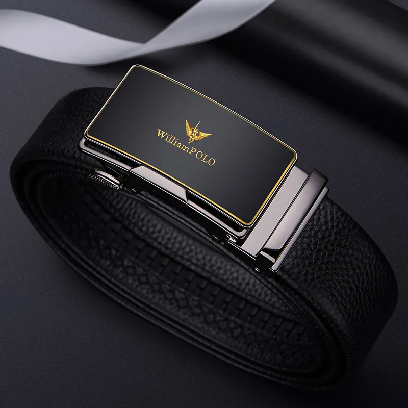 Men's high-end genuine leather business belt with automatic buckle, fashionable and versatile waist belt, casual pants belt