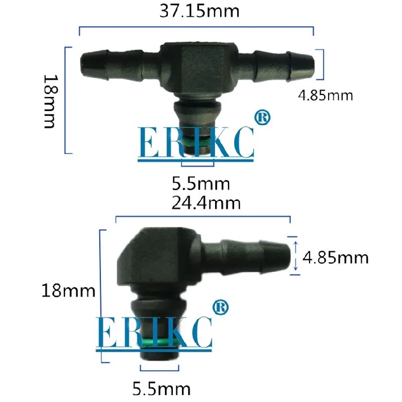 10PCS  Rings And Oil  Return Backflow Joint Pipe T L Type for Bosch Denso Diesel Injector Plastic Connector Pipes Joiner Tube