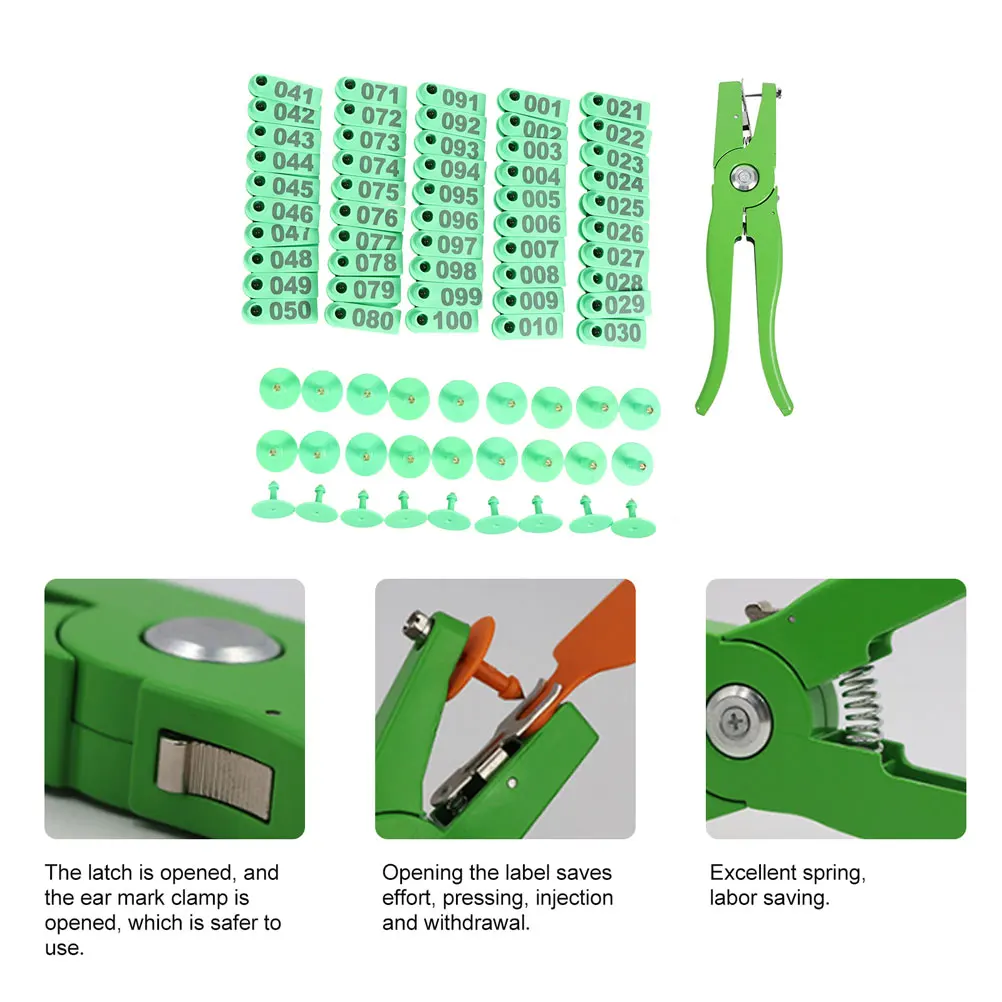 

103pcs Ear Tagging Pliers Set Marker Applicator Livestock Tag Animal Pin Clear Printing Durable Anti Fade Heat Resistant